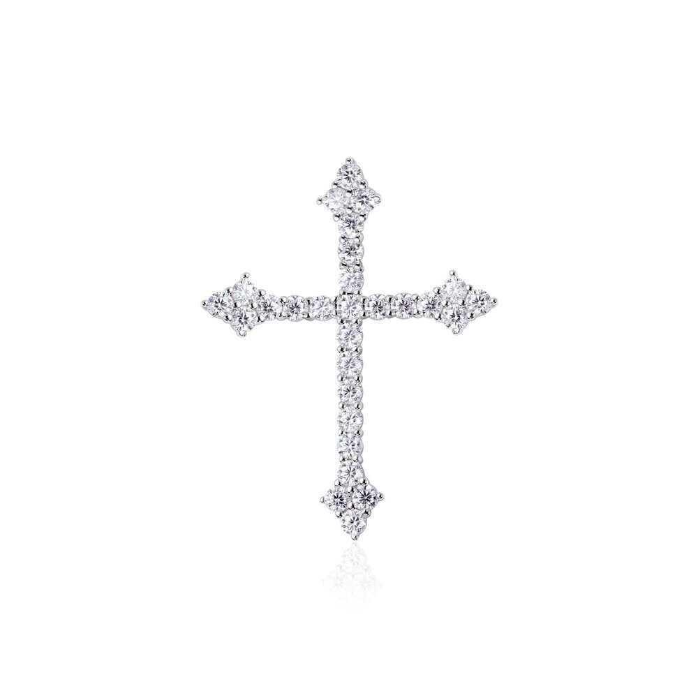 Купить Крест из белого золота с бриллиантами (230604)